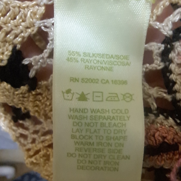 Sigrid Olsen Granny Square 3/4 Sleeve Silk Blend Sheer Cardigan Top Sz M EUC - Picture 5 of 9